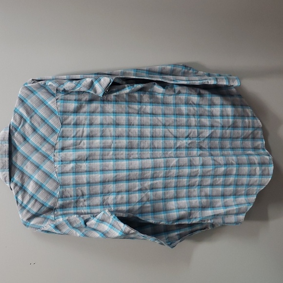 Levi's Vintage Men's Blue and Gray Snap Front/Pockets Plaid Shirt, Medium - Picture 6 of 6